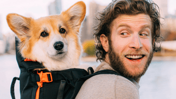 Bryan Reisberg and his dog, Maxine